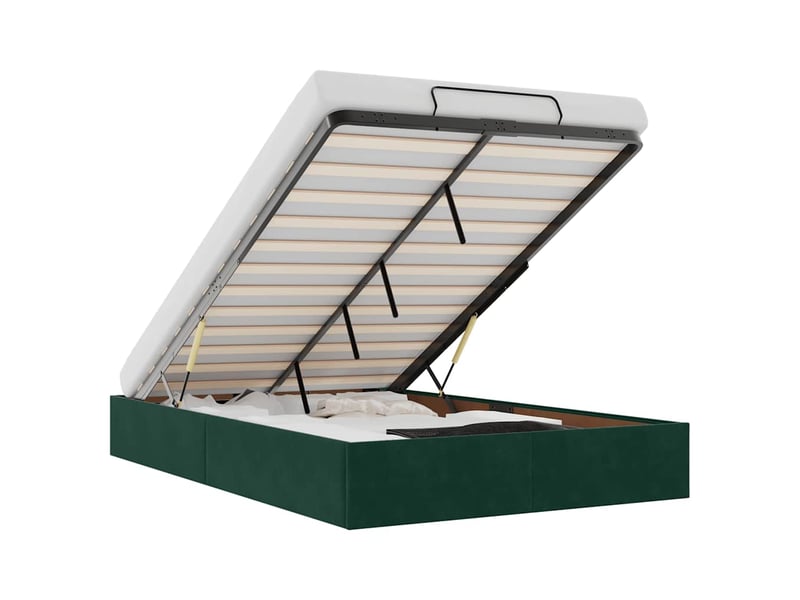  Lit double- lit adulte -  cadre de lit ottoman sans matelas vert foncé 120x190 cm velours  - Conforama A