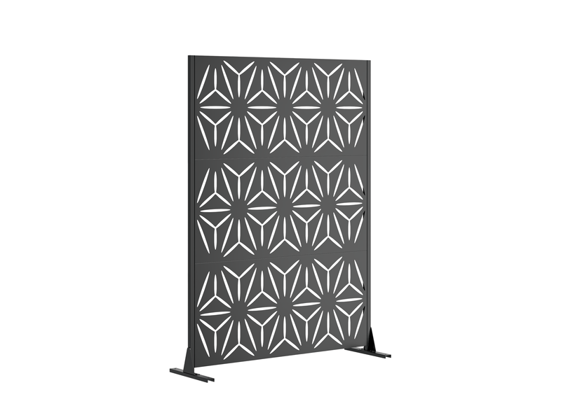  Brise-vue extérieur autoportant 116 x 183 cm – noir – acier galvanisé, base stable et motifs ajourés  - Conforama A