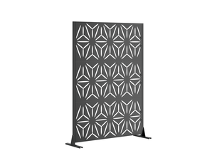 Brise-vue extérieur autoportant 116 x 183 cm – noir – acier galvanisé, base stable et motifs ajourés