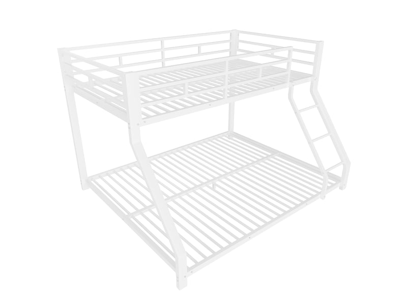  Lit superposé enfant 90 x 200 cm et 140 x 200 cm blanc en métal, avec échelle et barrières de sécurité  - Conforama D