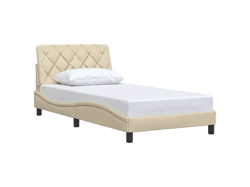  Lit simple- lit adulte -  cadre de lit sans matelas crème 100x200 cm tissu  - Conforama A