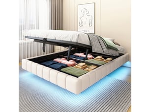 Lit 2 places 140x200 cm coloris beige