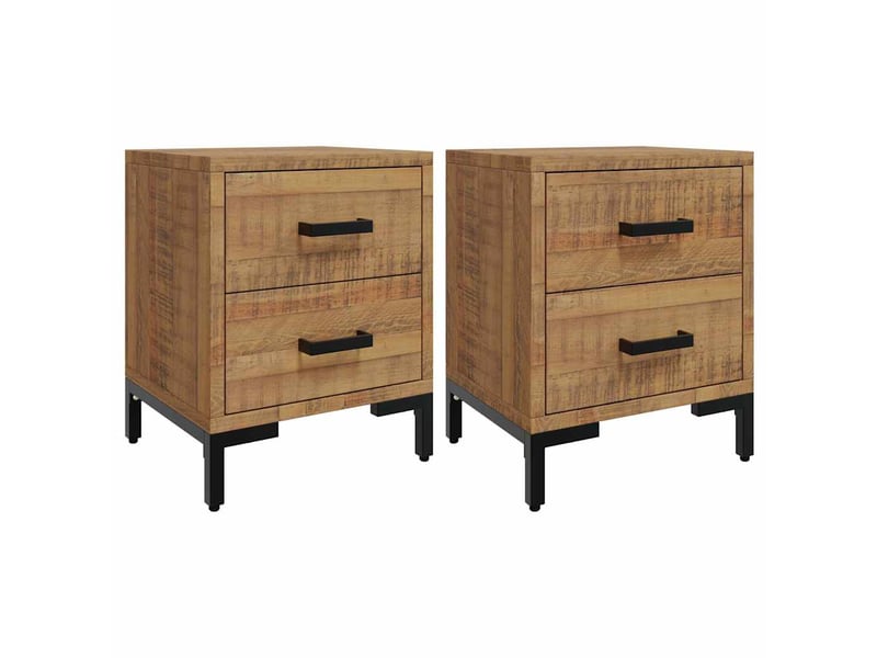  Lot de 2 tables de chevet - cabinet de chevet - table de nuit 36x30x45 cm bois de pin massif  - Conforama A