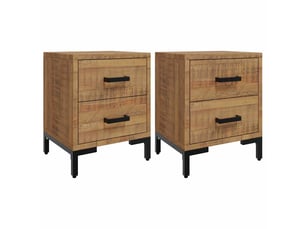 Lot de 2 tables de chevet - cabinet de chevet - table de nuit 36x30x45 cm bois de pin massif