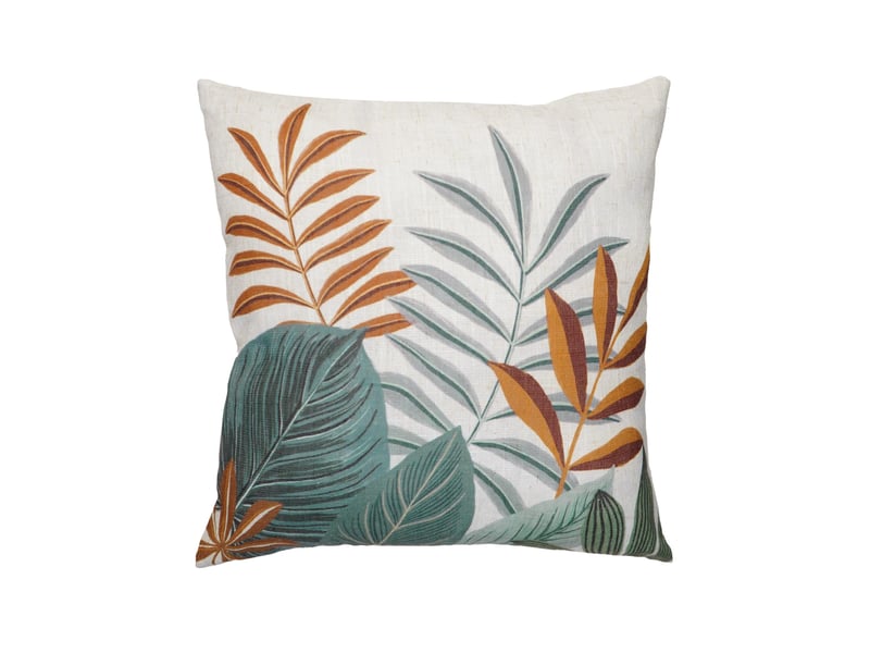  Coussin décoratif déhoussable en poly-lin imprimé à motif tropical 45x45 cm  - Conforama A
