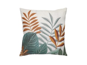 Coussin décoratif déhoussable en poly-lin imprimé à motif tropical 45x45 cm