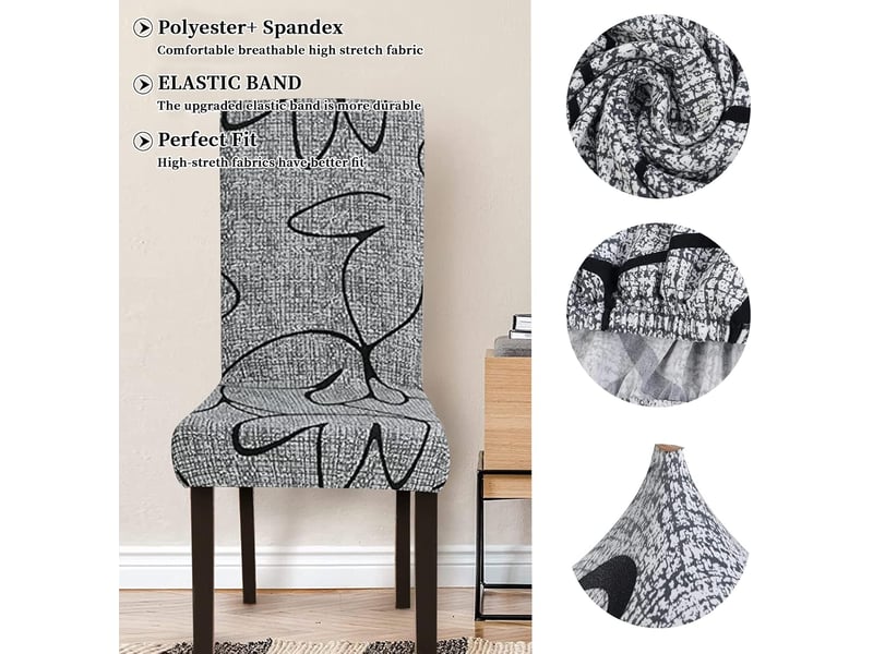  Lot de 6 housse de chaise - lot 6 housses chaise extensibles gris - lavables, universelles - décoration salle à manger, hôtel, restaurant, 35 x 35 cm  - Conforama D