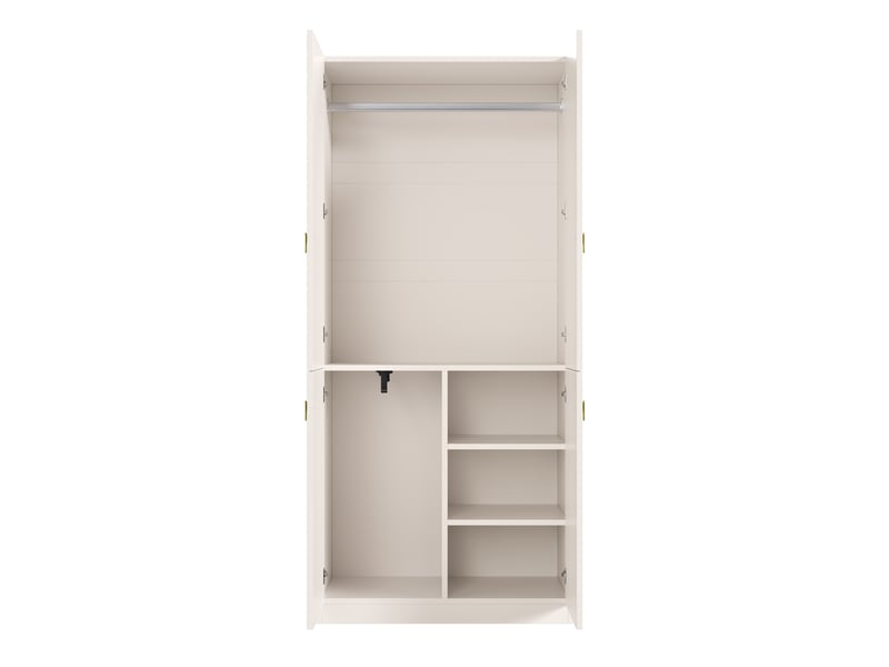  Armoire de chambre blanche 90x48x200 cm avec 2 penderies et 3 étagères  - Conforama W