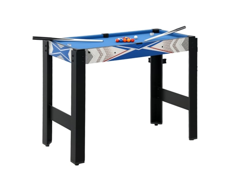 Table de jeu 5 en 1, billard, ping-pong, hockey, basket, tir à l’arc, mdf, bleu - Conforama A