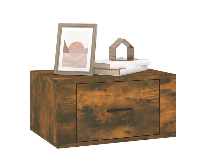  Table de chevet - cabinet de chevet - table de nuit murale chêne fumé 50x36x25 cm  - Conforama C