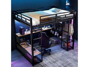 Lit mezzanine 140x200 cm <strong>STILVORA</strong>  <strong></strong> coloris noir