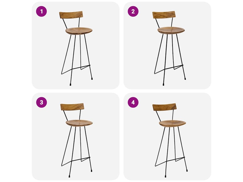  Lot de 2 tabouret de bar, chaise de bar bois de teck massif shl98468  - Conforama D