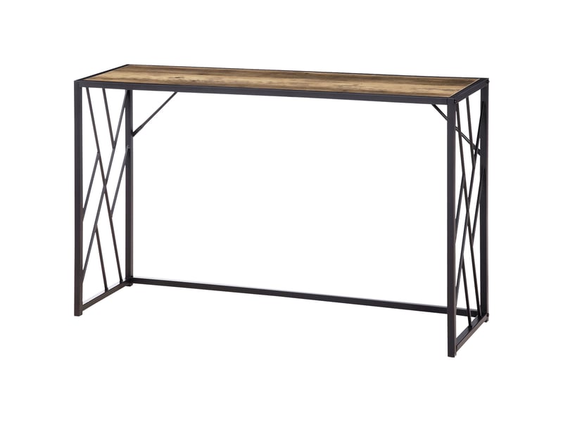  Console d'entrée de style industriel, meuble vintage en acier et bois, 120 x 35 x 75 cm, marron  - Conforama B