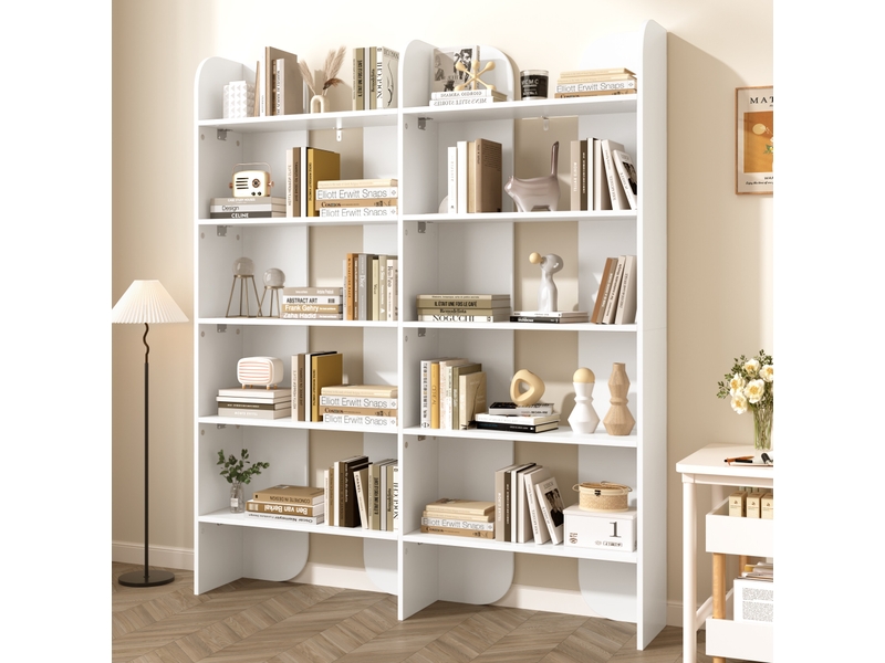 Bibliothèque 135x25x160 cm 5 niveauxouverte, grand rangement, étagère ouverte, panneauxde particules, blanc  - Conforama E