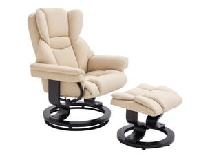Fauteuil inclinable avec repose-pieds, fonction inclinable, pivotant, jusqu'à 160 kg, similicuir, structure en métal, crème, 80 x 79 x 100 cm