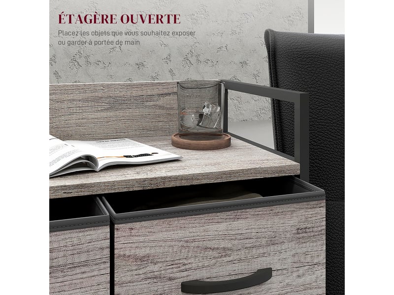  Meuble de rangement style industriel commode 4 tiroirs en tissu pliables et amovibles et 1 étagère 60 x 29 x 85 cm gris  - Conforama E