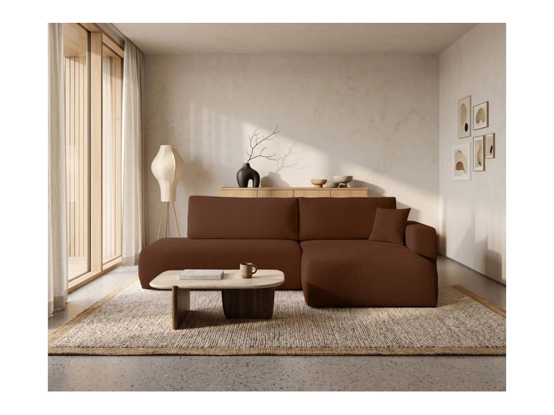  Canapé d'angle max réversible et convertible 5 places alya en velours côtelé - marron ALYA - Conforama B