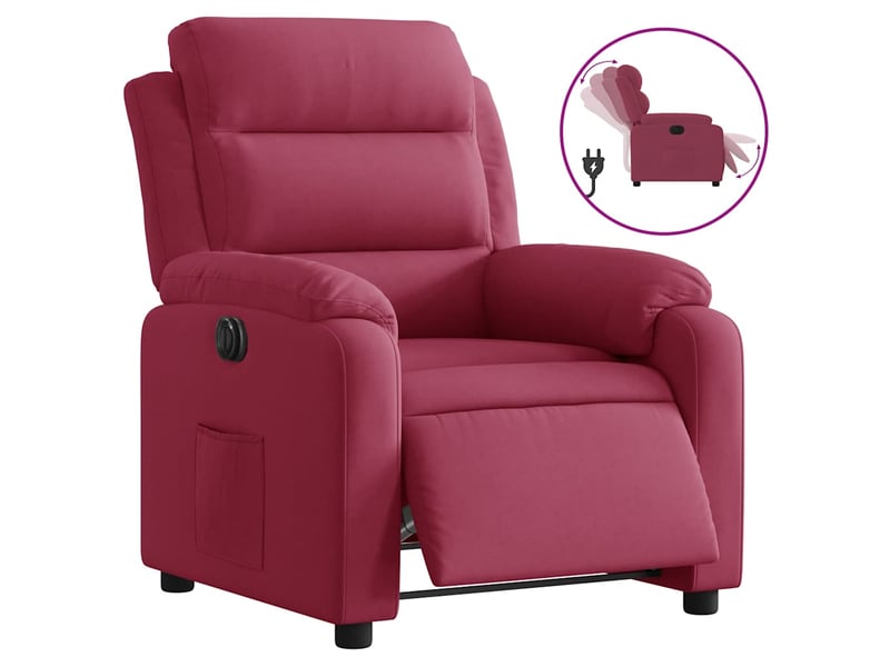  Fauteuil inclinable électrique, fauteuil relax salon rouge bordeaux velours shl7277  - Conforama A