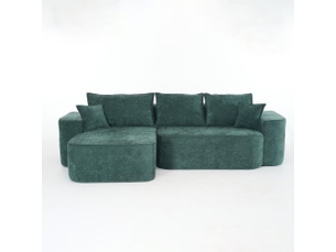 Canapé d'angle compressé réversible fixe <strong>KORFEE</strong> <strong></strong> 4 places Tissu Vert