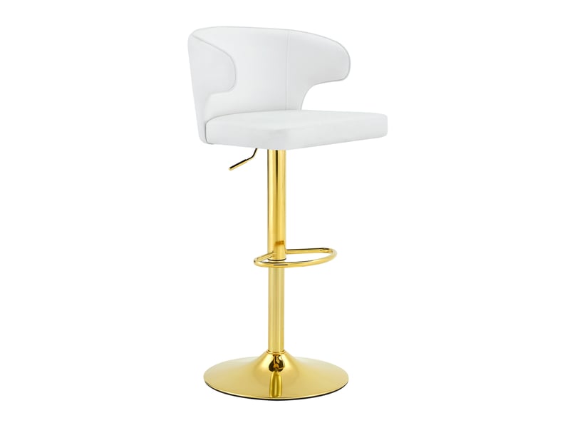  Tabouret de bar pivotant réglable en hauteur avec dossier et repose-pieds, assise rembourrée en polyuréthane blanc  - Conforama A