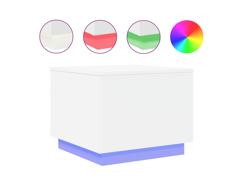  Table basse | table d'appoint salon avec lumières led blanc 50x50x40 cm shl3484  - Conforama A