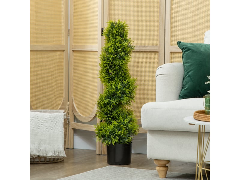  Cyprès artificiel de 90 cm, plante artificielle en spirale, plante artificielle en plastique en pot, décoration moderne  - Conforama C