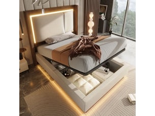 Lit coffre 90x200 cm coloris beige