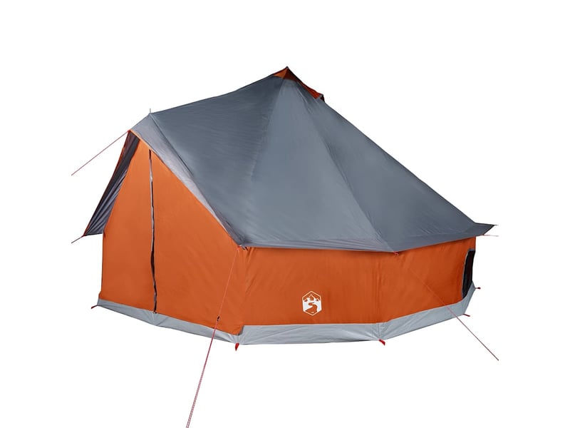 Tente de camping, tente familiale tipi 8 personnes gris et orange imperméable shl62754 - Conforama E