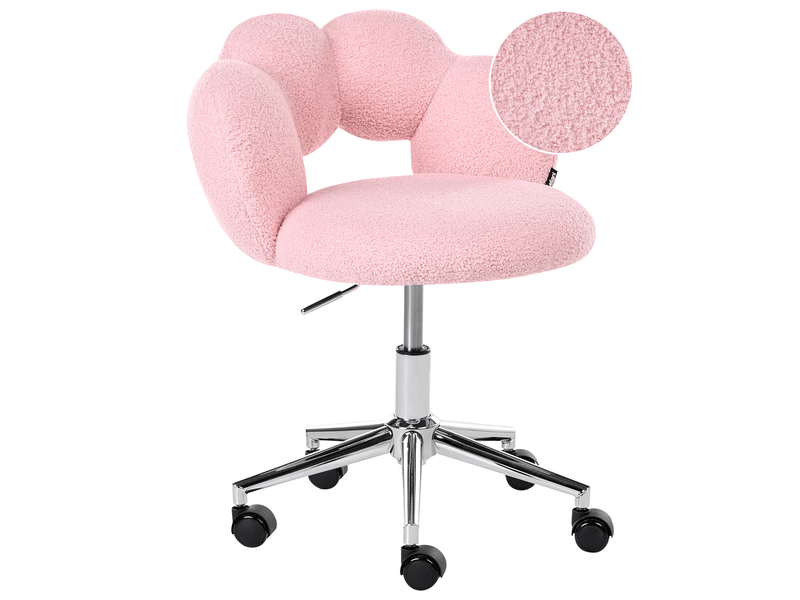 Chaise de bureau whizzy bouclé rose - Conforama A