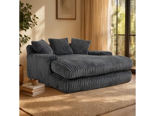 Canapé de sol modenvie en velours côtelé gris foncé 125 x 155 x 63 cm avec 3 coussins