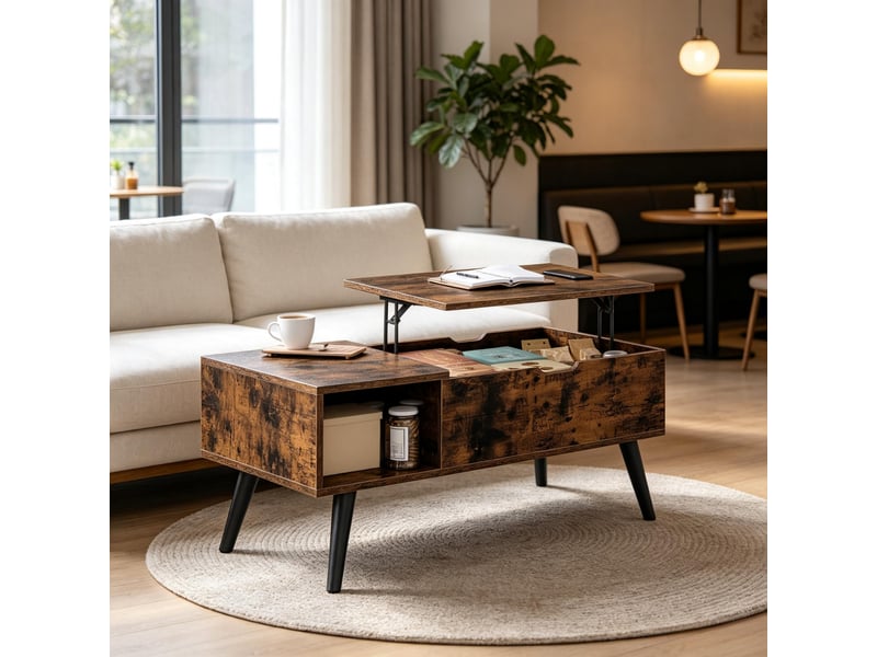 Table basse - table de travail temporaire, table d'appoint multifonctionnelle, table de salon, table basse, brun rustique - Conforama R