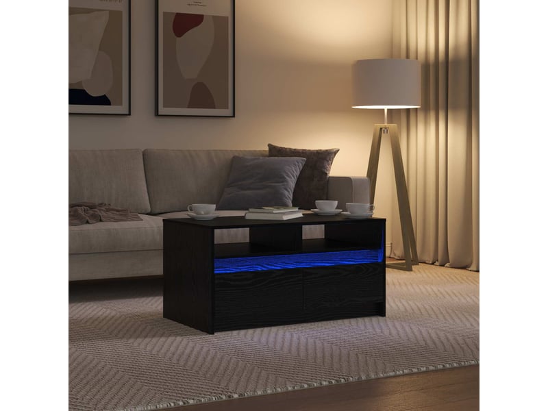  Table basse - table de salon - table à thé chêne noir 90 x 50 x 45 cm bois d'ingénierie  - Conforama E