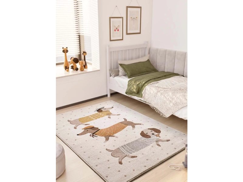 Tapis enfant chiens saucisses intérieur blanc, 120 x 170 cm 51379 - Conforama B