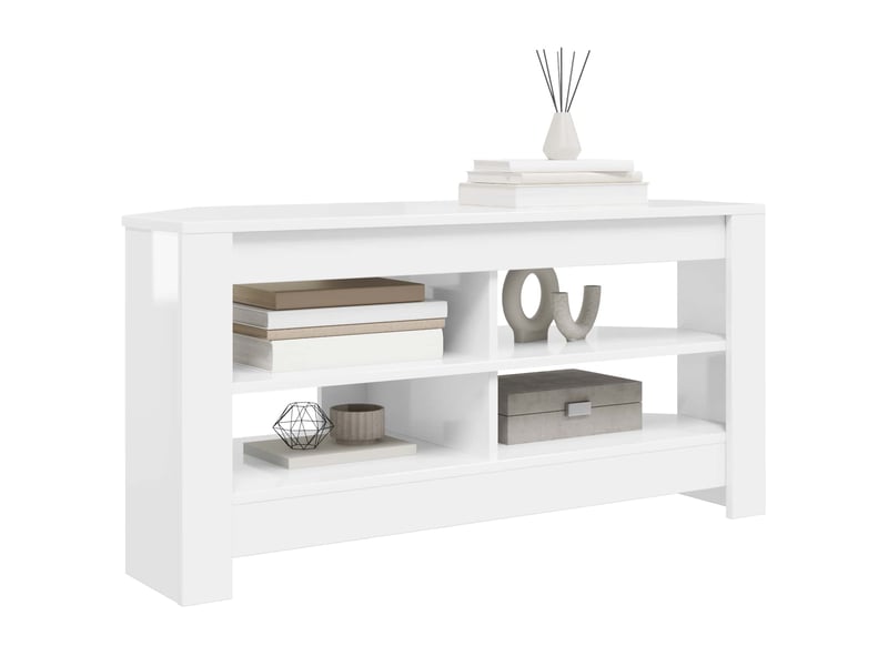  Meuble tv d'angle moderne 102x41x50 cm blanc brillant  - Conforama C