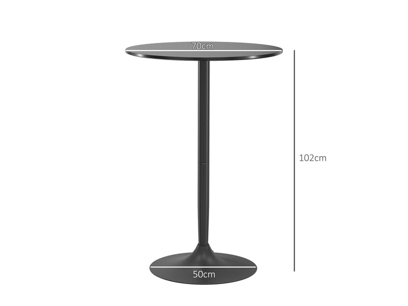  Table haute de bar ronde et moderne avec piètement en acier et plateau en mdf, ø70 x 102 cm, noire  - Conforama E