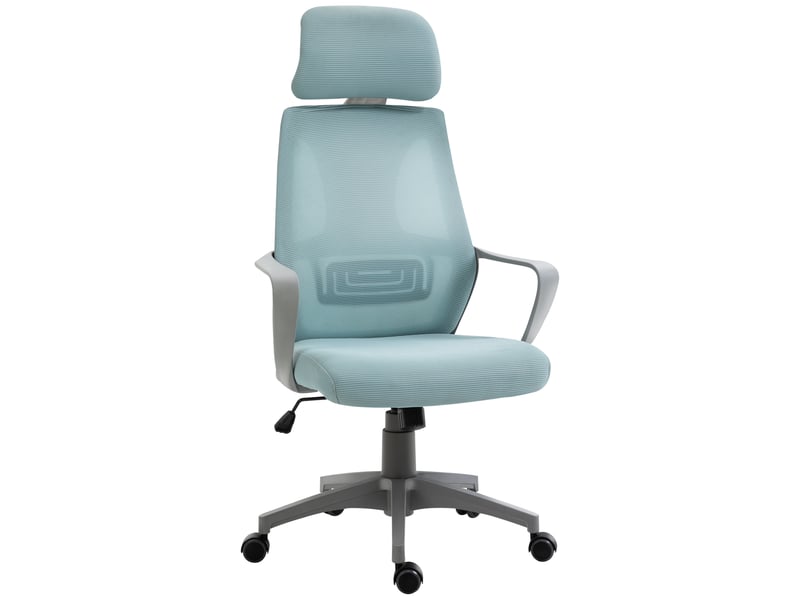  Chaise de bureau bleue avec accoudoirs appui-tête fonction basculante charge max 120 kg dimensions 64x55x116-126 cm  - Conforama A