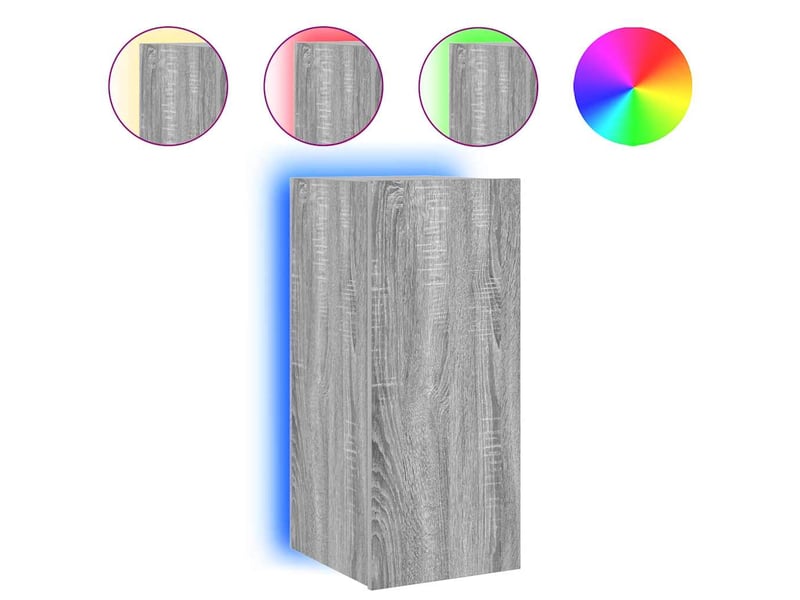  Meuble tv - banc tv - meuble de rangement mural avec lumières led sonoma gris 30,5x35x70 cm  - Conforama A