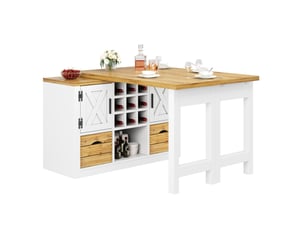 Table à manger extensible, 120-197x40x72 cm, avec buffet rotatif 360° grand espace, repas, pratique, mdf, coloris blanc