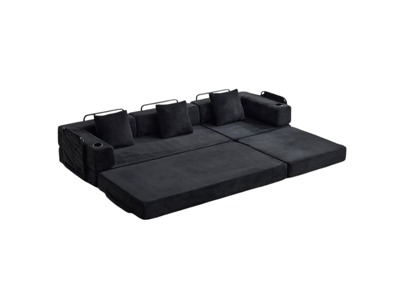  Canapé-lit de sol convertible 277,5x92,5x60 cm noir  - Conforama A