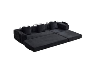 Canapé-lit de sol convertible 277,5x92,5x60 cm noir