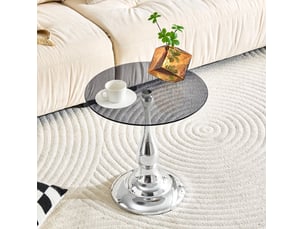 Table basse rond(e) coloris argenté <strong>ELVMI</strong> <strong></strong> - 50 cmx50 cm