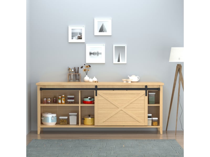  Système de porte coulissante simple en acier carbone noir 183x0,6x18 cm avec rail et accessoires, style moderne pour intérieur  - Conforama D