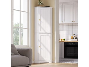 Buffet de cuisine 2 portes 42x42x166 cm - meuble d'angle avec étagères réglables et fixation anti-basculement - blanc