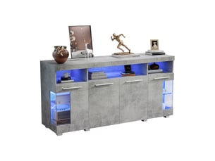 Buffet 4 porte(s)  3 tiroir(s) ULEVR  - 140 cm coloris gris 