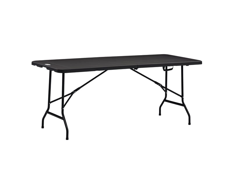  Table de jardin pliante pour 6 personnes en acier et pehd, 180 x 75,5 x 73 cm, gris foncé  - Conforama A