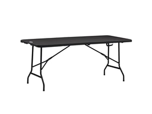 Table de jardin pliante pour 6 personnes en acier et pehd, 180 x 75,5 x 73 cm, gris foncé