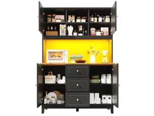 Vitrine coloris noir 3 étagère(s) ULEVR  - 120 cmx180 cm