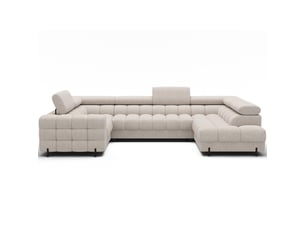 Canapé panoramique convertible factory 3 places beige – angle droit avec coffre – version 5
