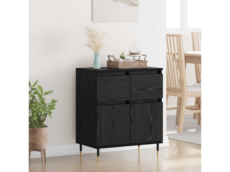  Buffet - bahut - meuble de rangement chêne noir 60 x 35 x 70 cm bois d'ingénierie et fer  - Conforama B