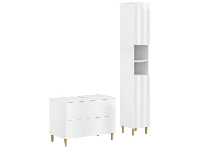  Ensemble de 2 meubles de salle de bain arnhem blanc brillant cf63061  - Conforama A